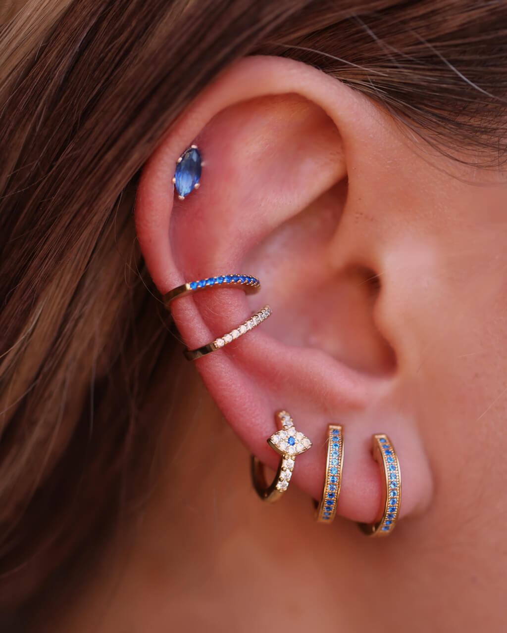 Blue Ear Hoops