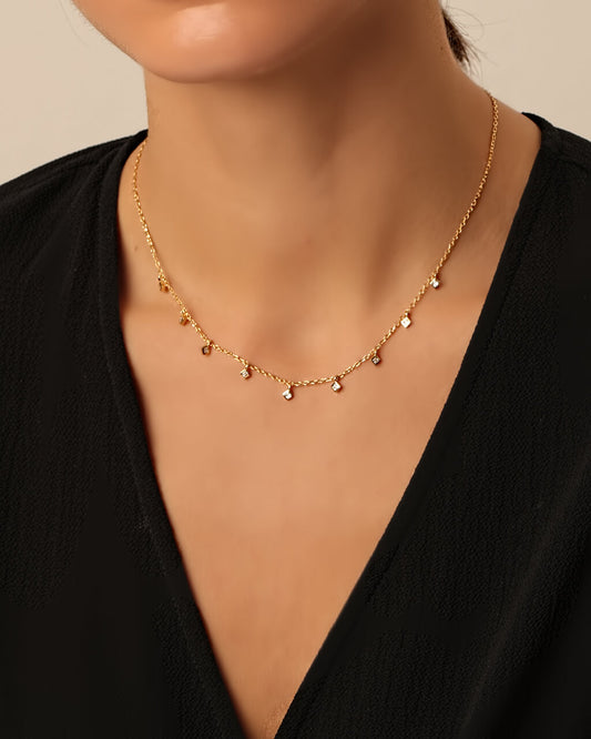 Dainty Necklace with Geometric Drops