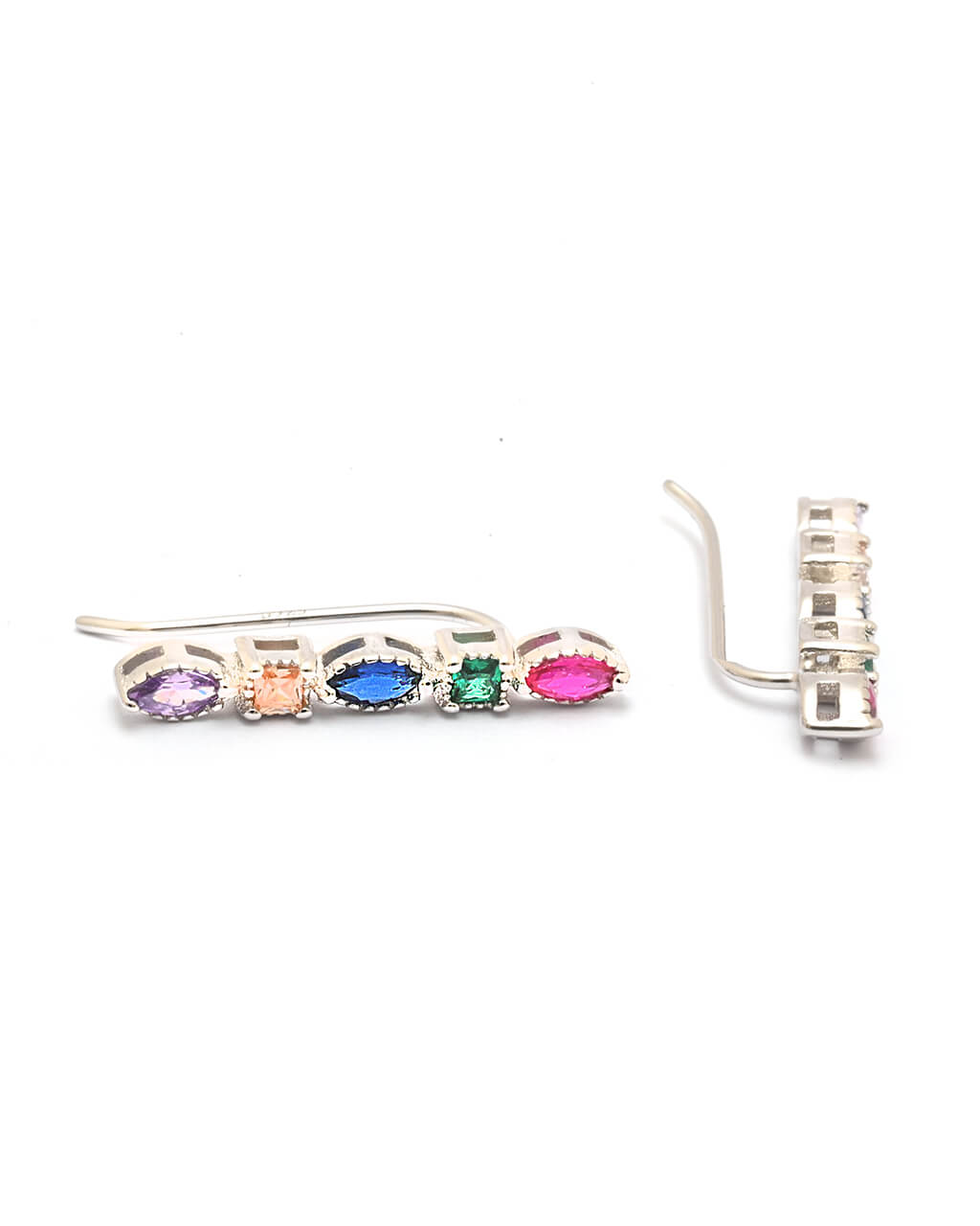 Silver gemstone ear climbers, boucles d'oreille grimpante, orecchini rampicanti 
