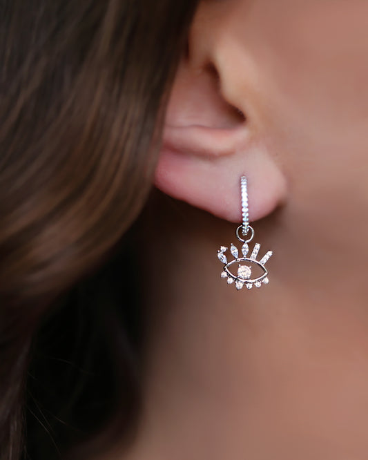 Silver eye earrings hoop 