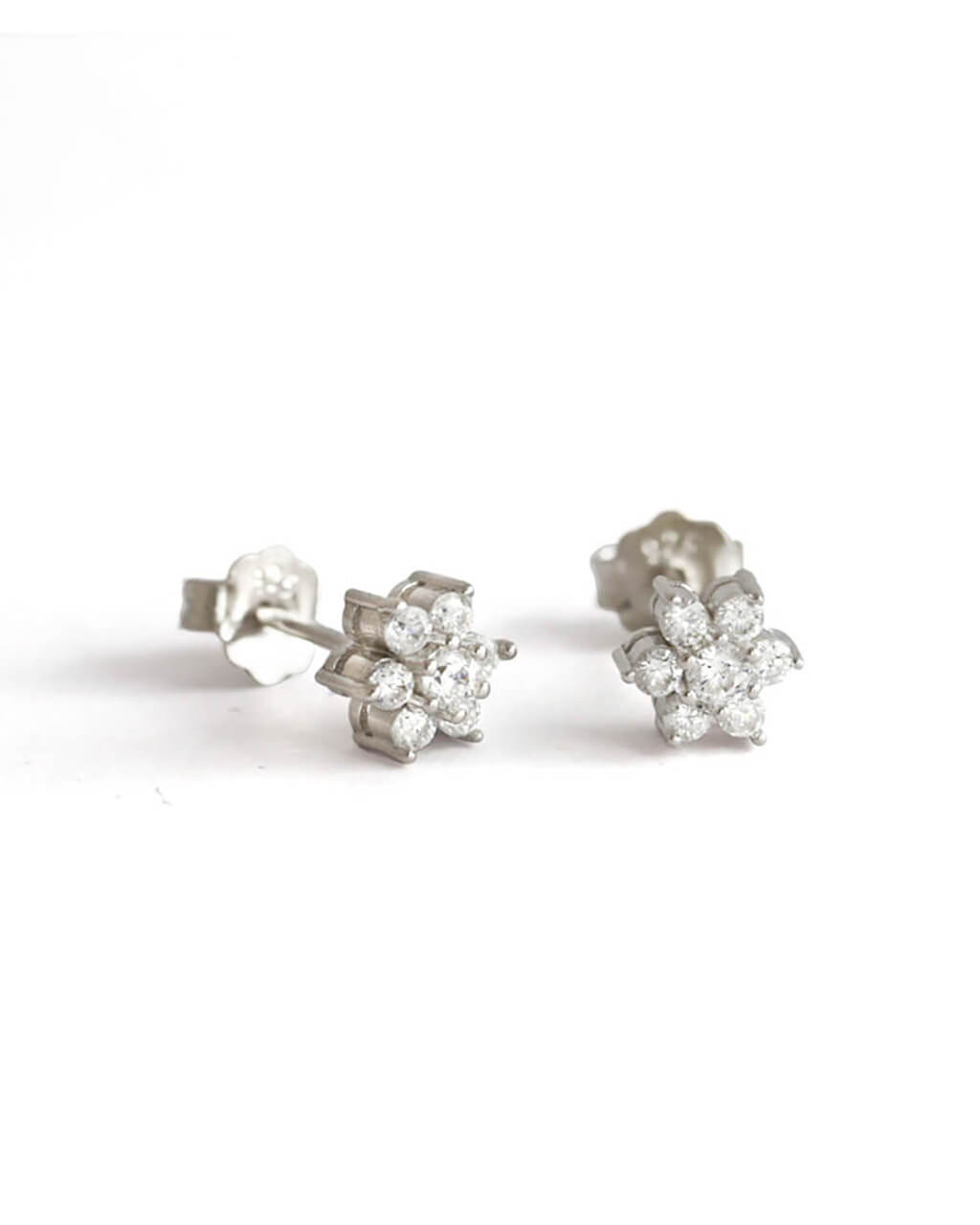 silver floral studs