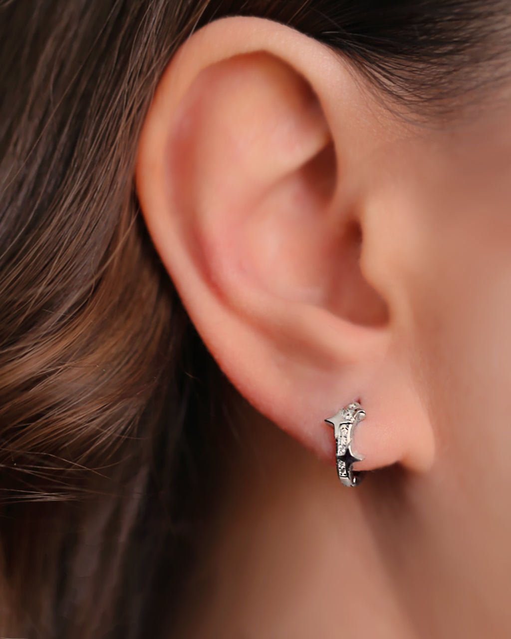 Silver hoops with stars