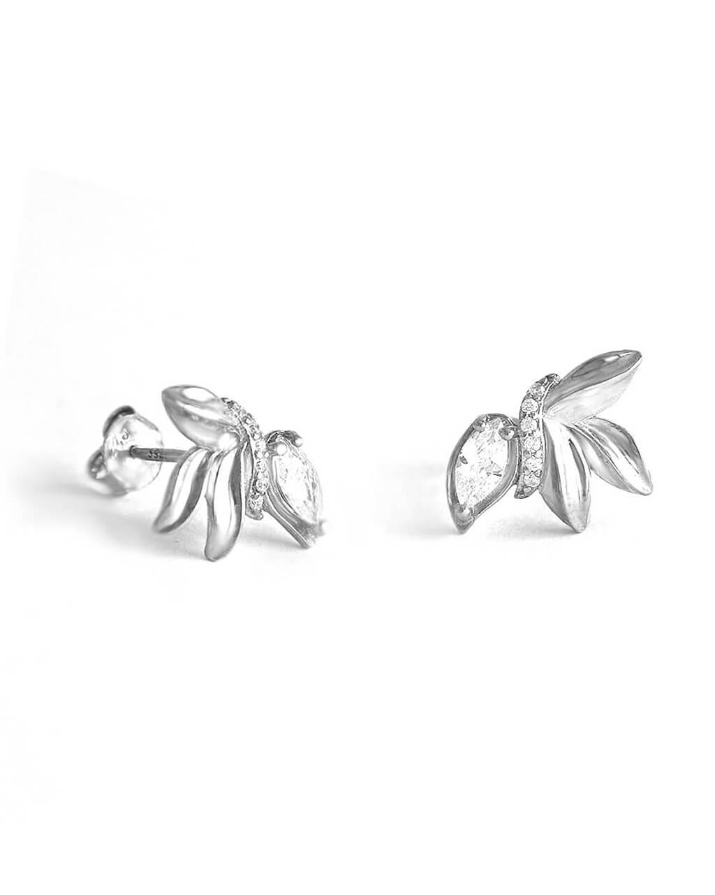 silver leaf earrings