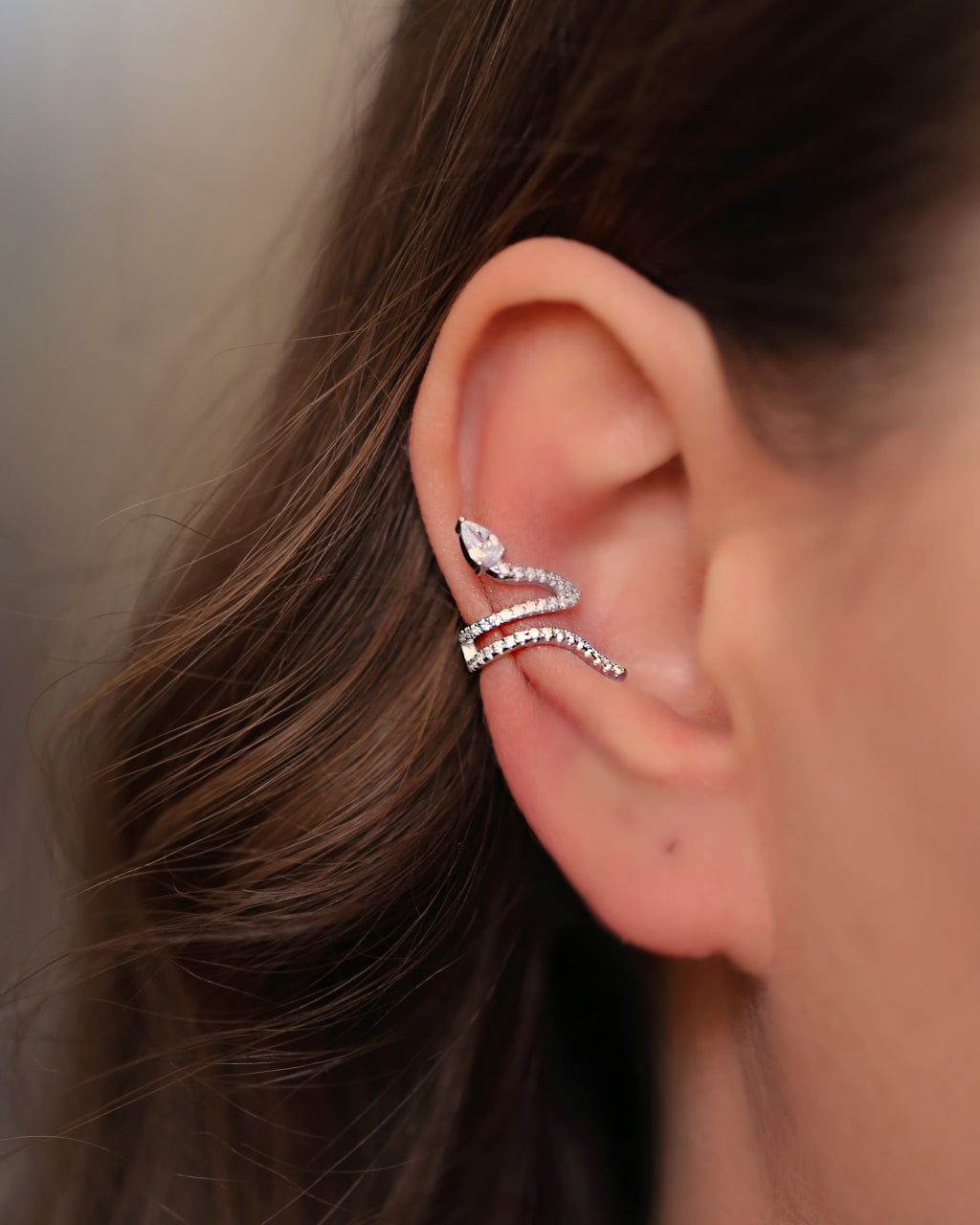 Silver snake ear cuff by Verendi