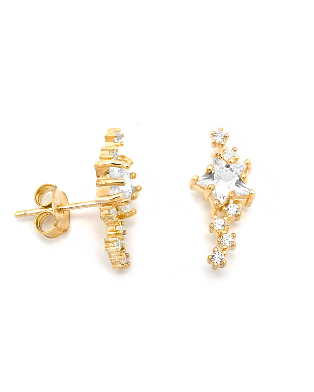 gold star studs, small celestial earrings, piercing stud