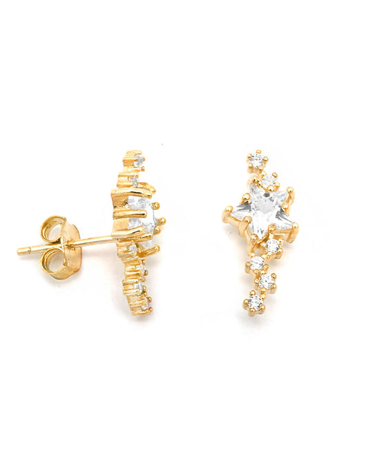 gold star studs, small celestial earrings, piercing stud