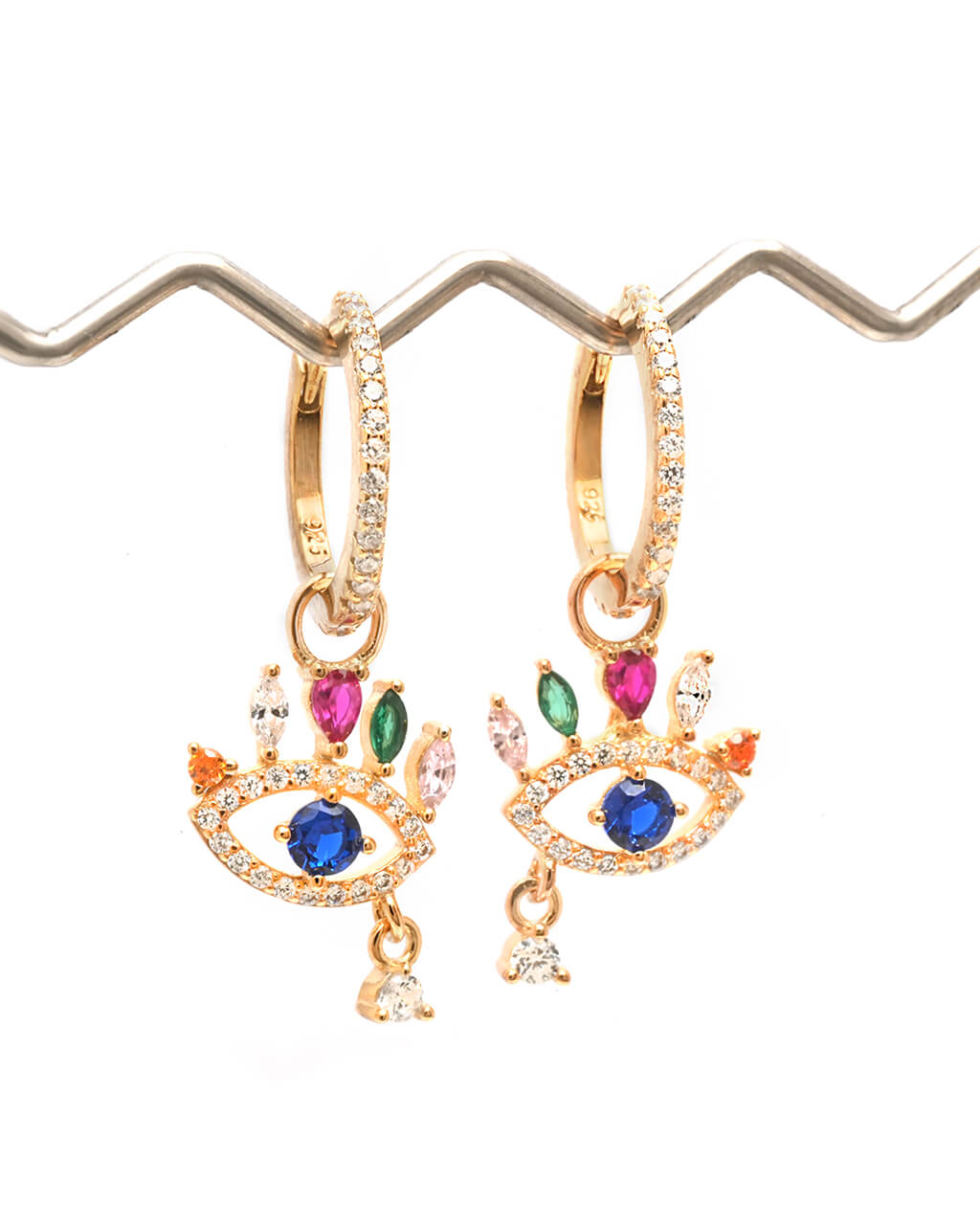 evil eye earrings, evil eye hoop charm