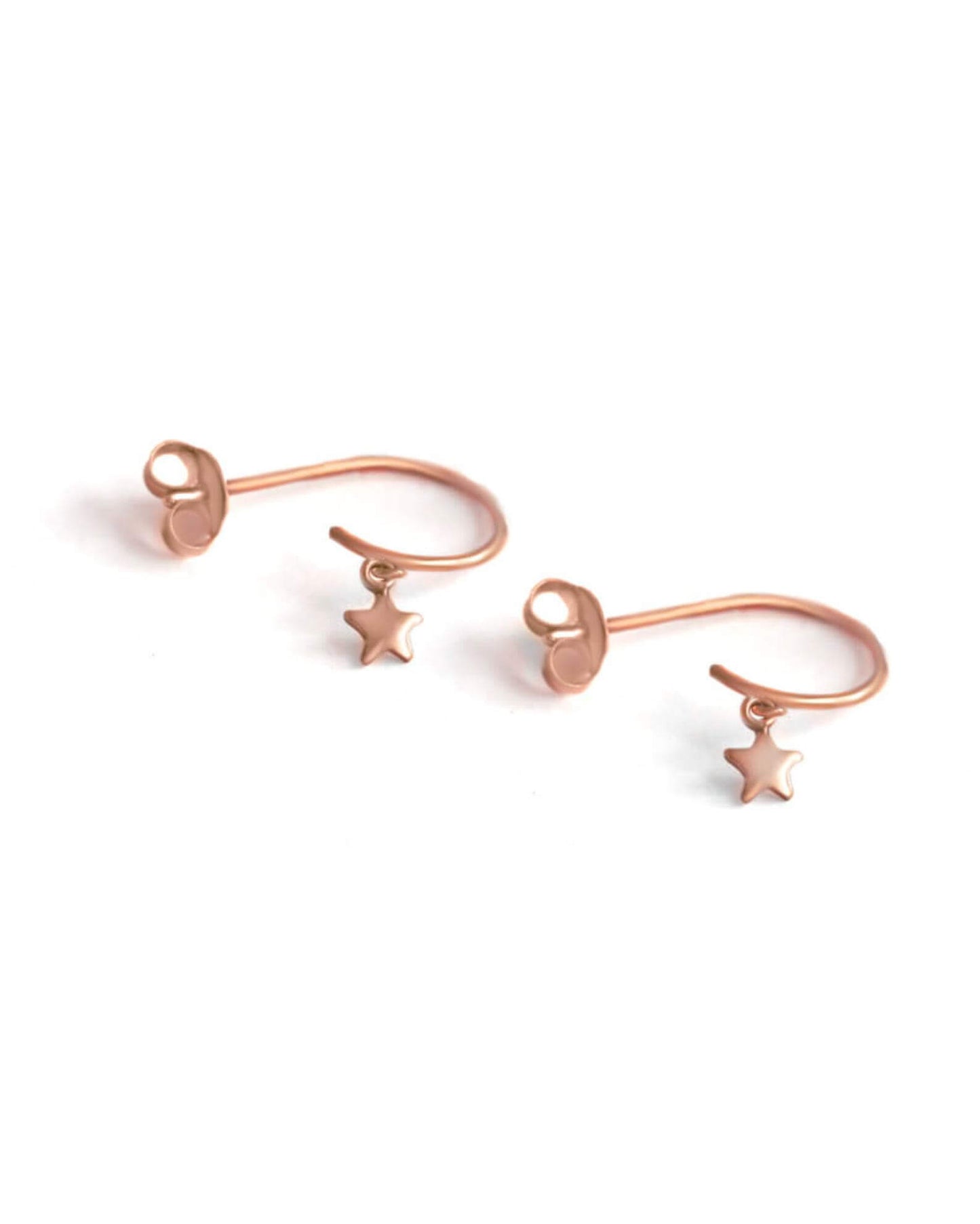 Rose gold star ear hoops