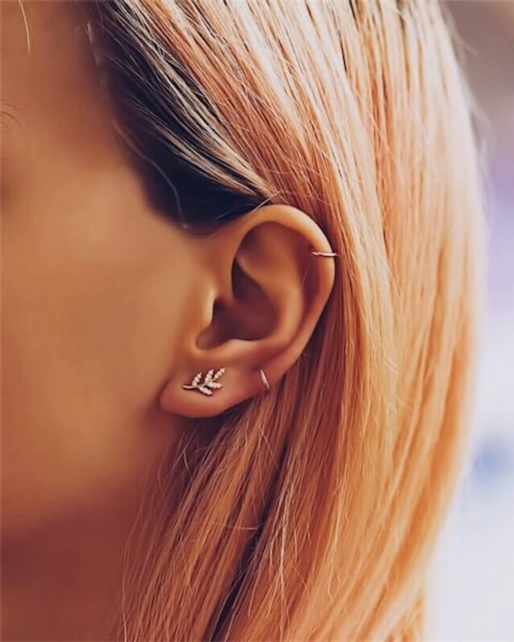 Tiny Leaf Ear Studs