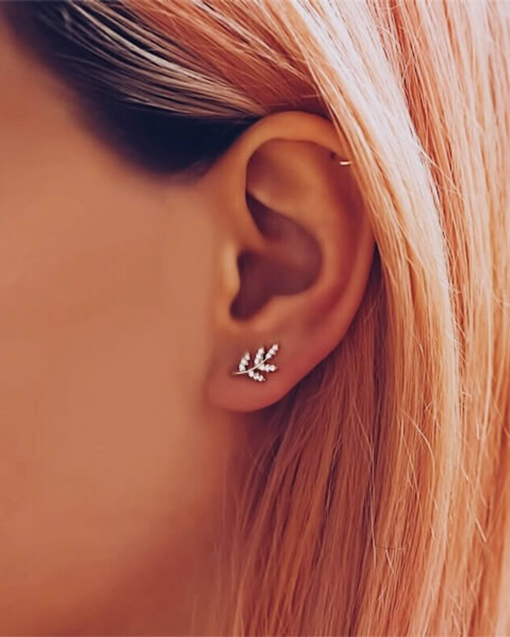 Tiny Leaf Ear Studs