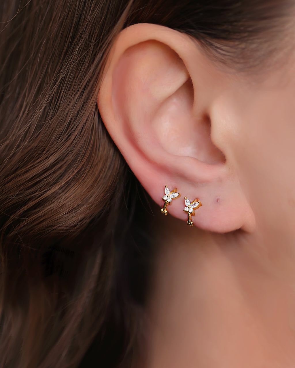 cute and tiny butterfly huggie hoops