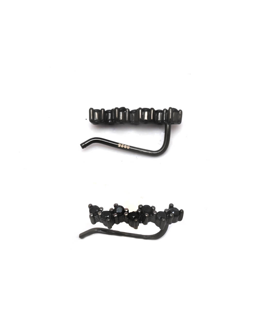 mini black earrings, black ear climber, VERENDI, boucles d'oreille grimpante