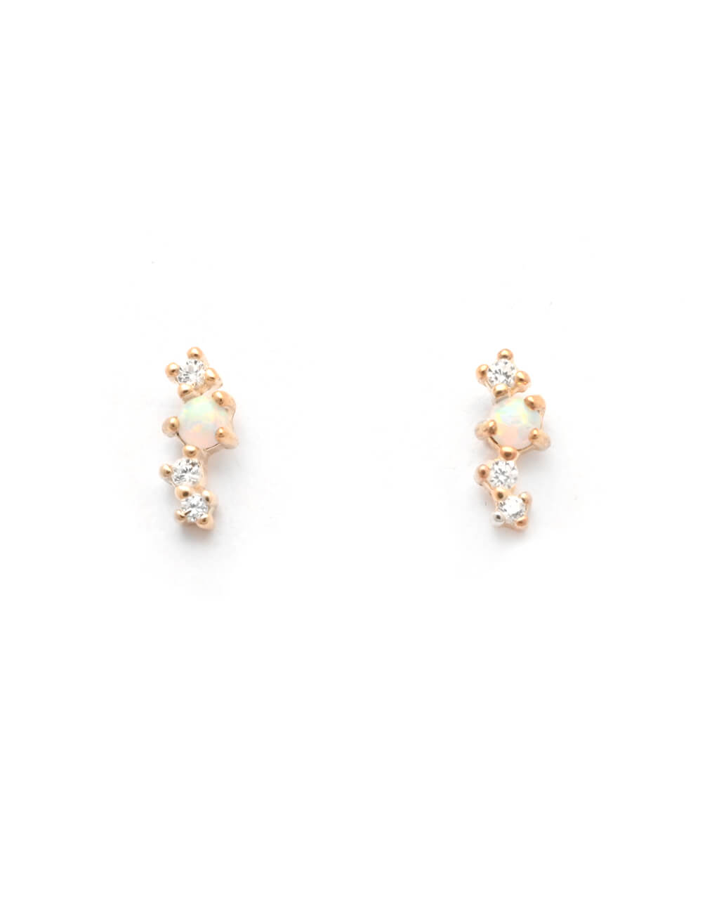 gold opal stud, opal earrings, cartilage earring studs