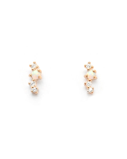 gold opal stud, opal earrings, cartilage earring studs