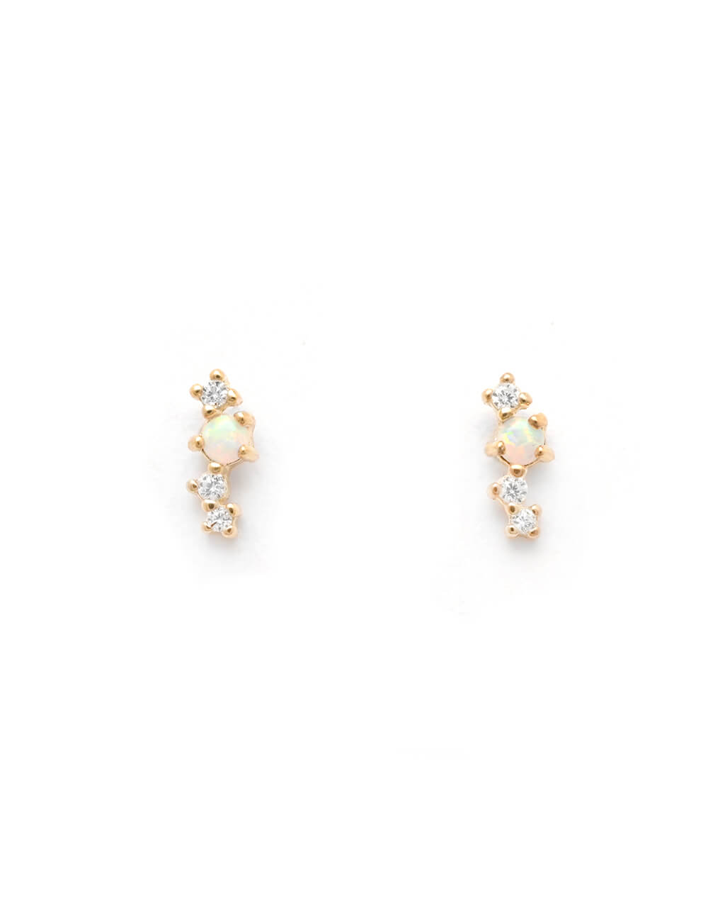 cartilage earring studs, single earrings, opal set