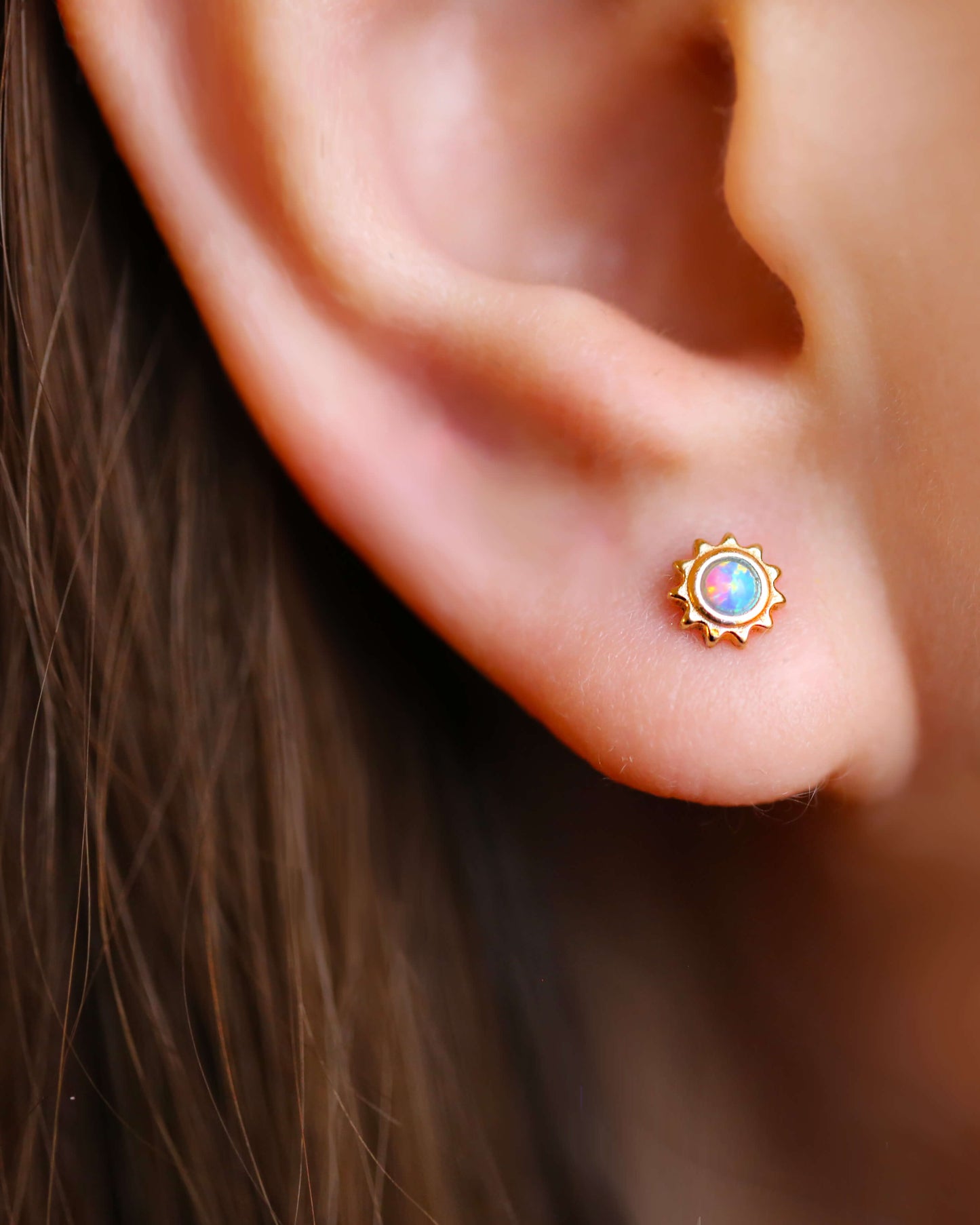 Opal Sun Stud Earrings