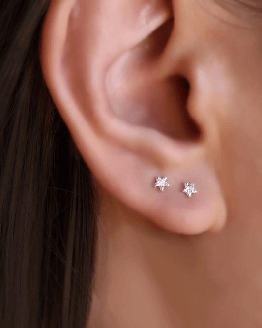 Tiny star earrings, mini earrings, gold star studs