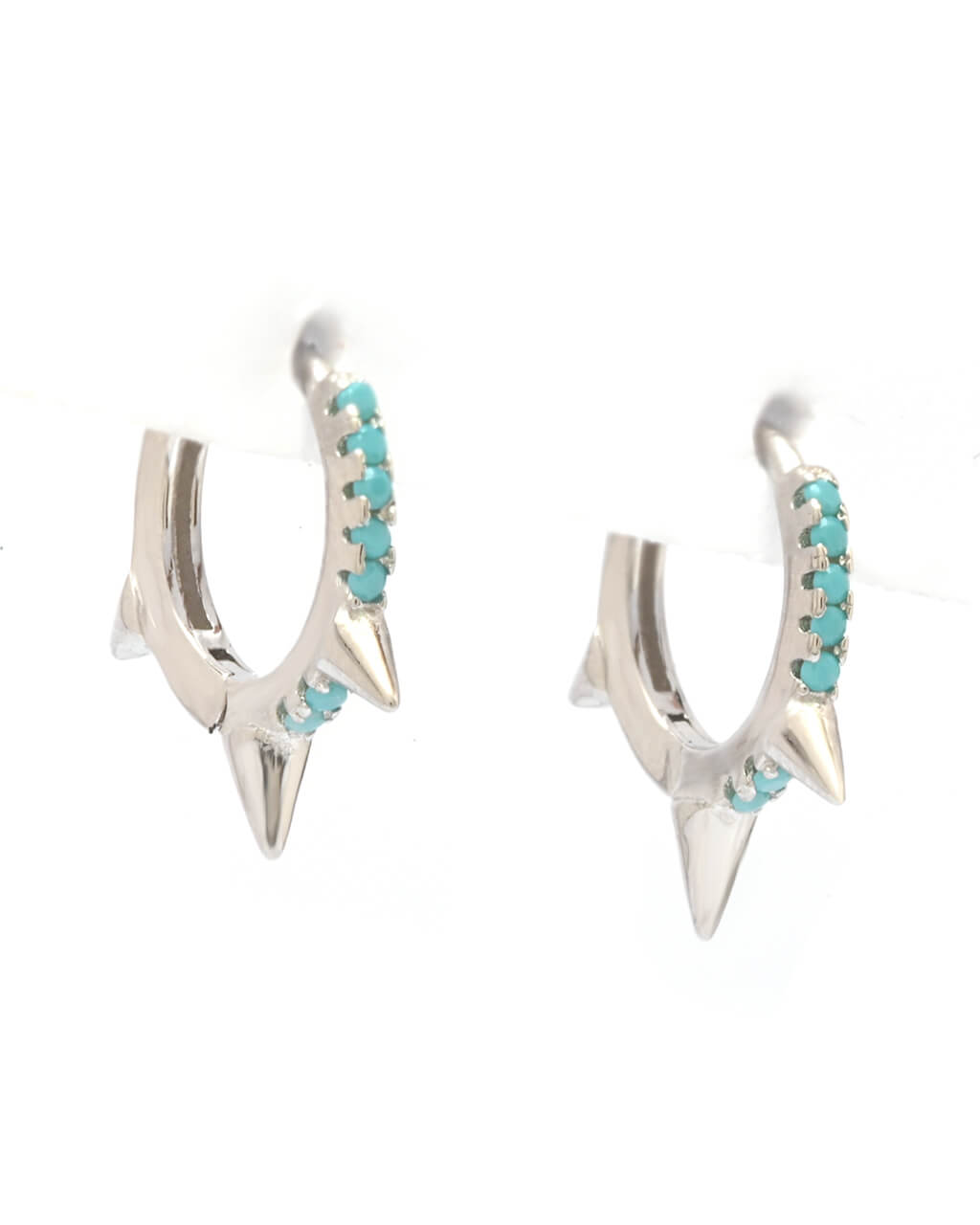 Turquoise spike hoops, Gold turquoise hoops, Turquoise hoops,