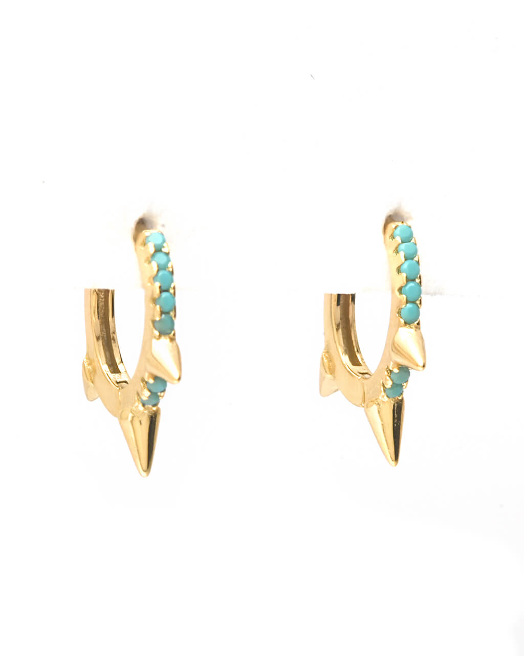 Turquoise spike hoops, Gold turquoise hoops, Turquoise hoops, Dagger hoop earrings