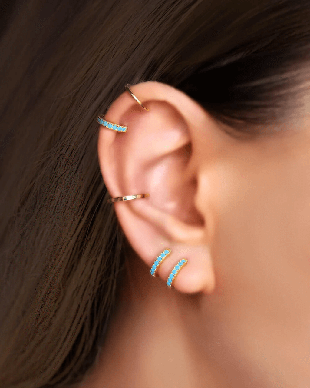 Turquoise Ear Hoops