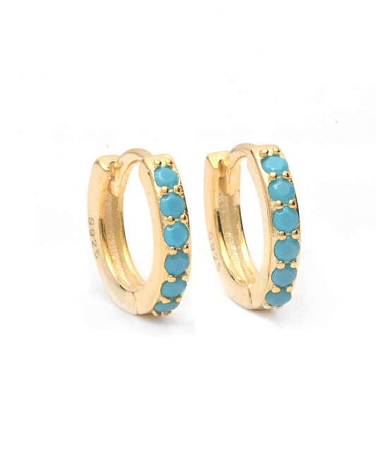 dainty turquoise hoop, blue earrings, summer jewelry