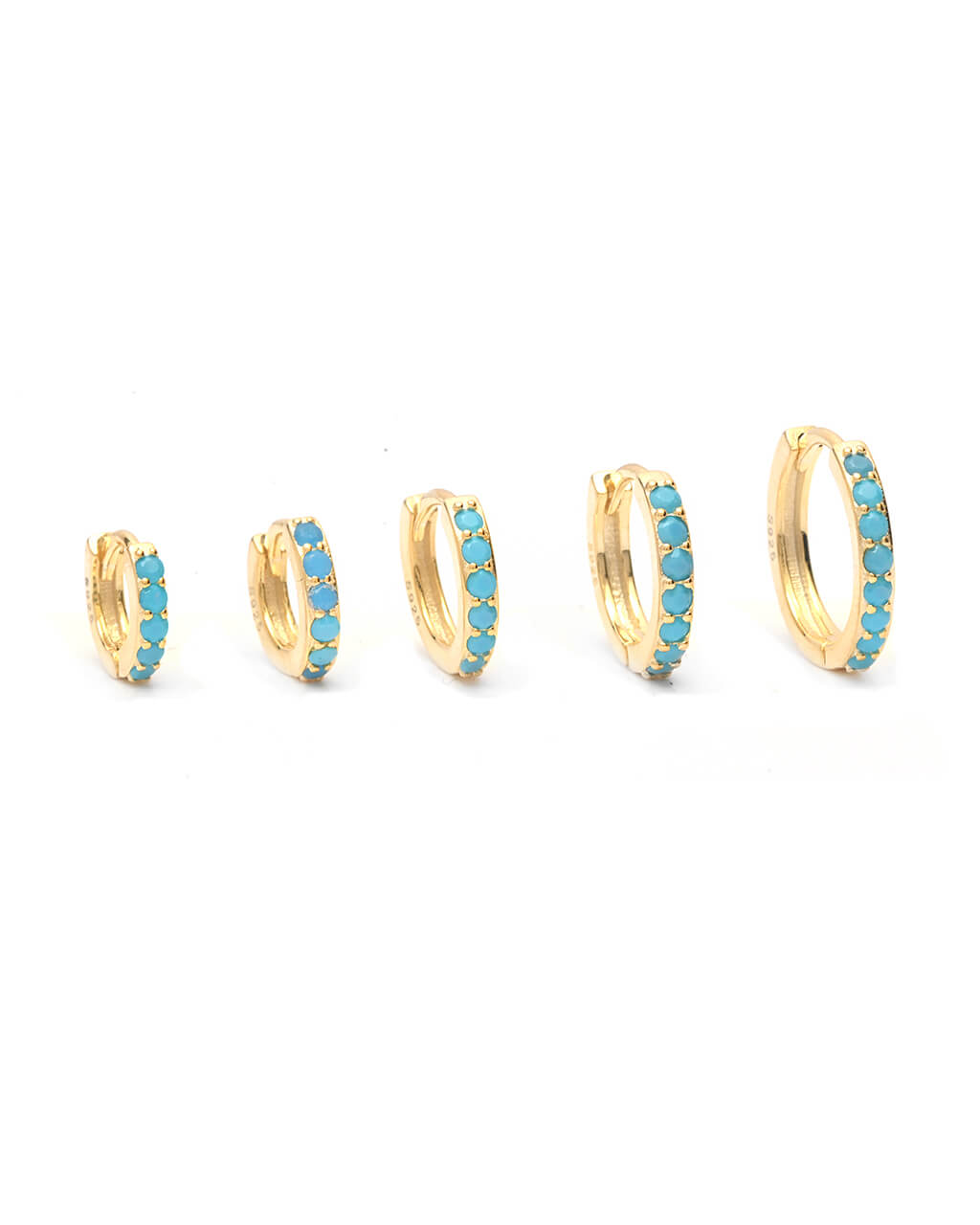 blue hoops by sizes, turquoise hoops by sizes