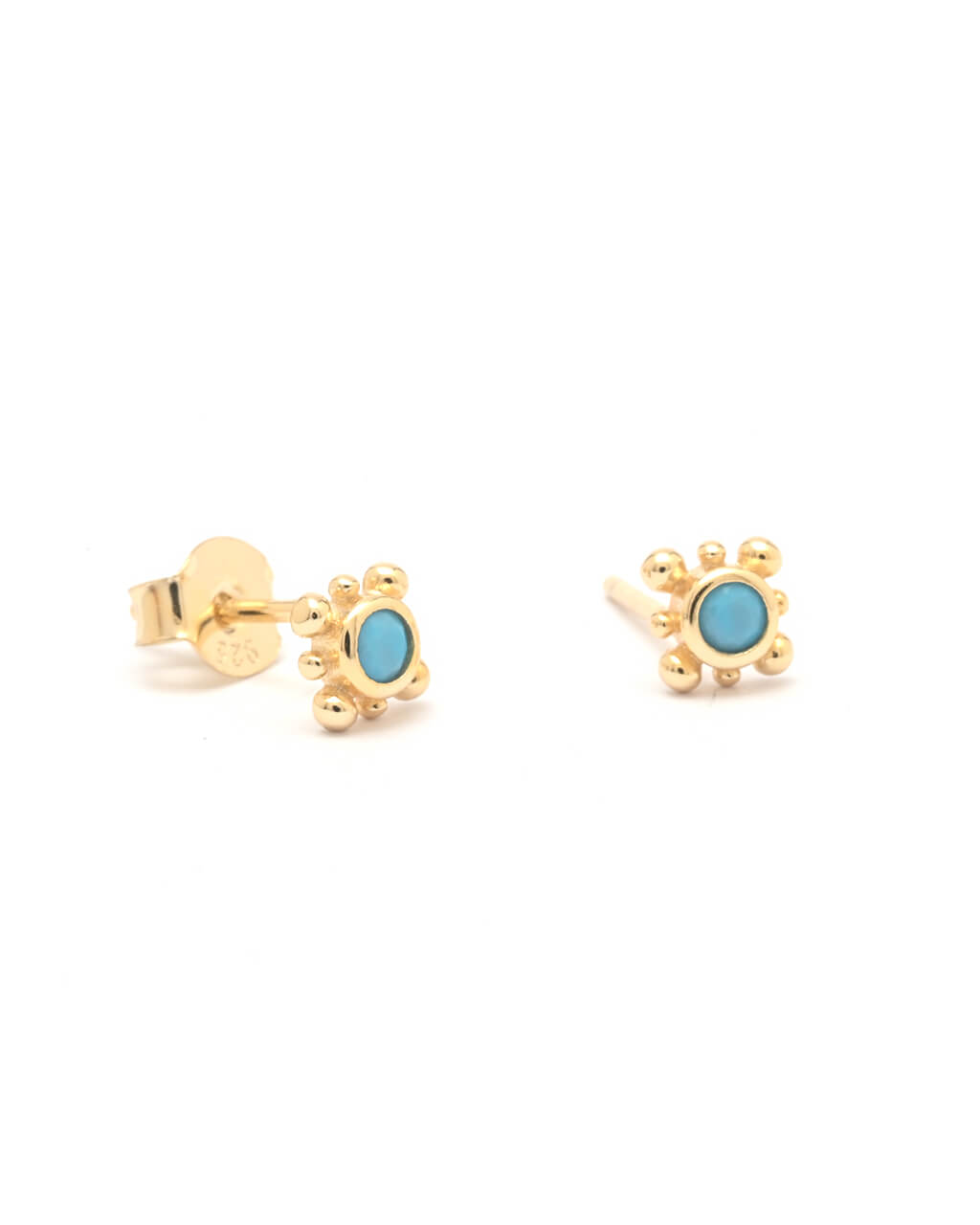 gold turquoise stud, tragus stud, small helix conch earring