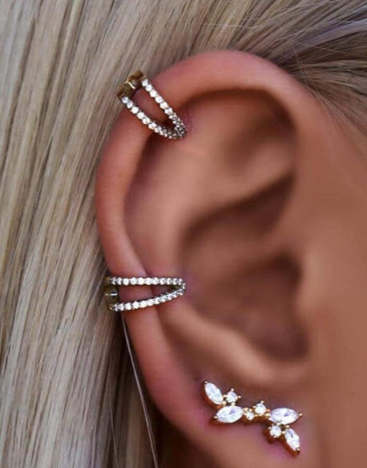 V Cartilage Earring, V silver ear cuff