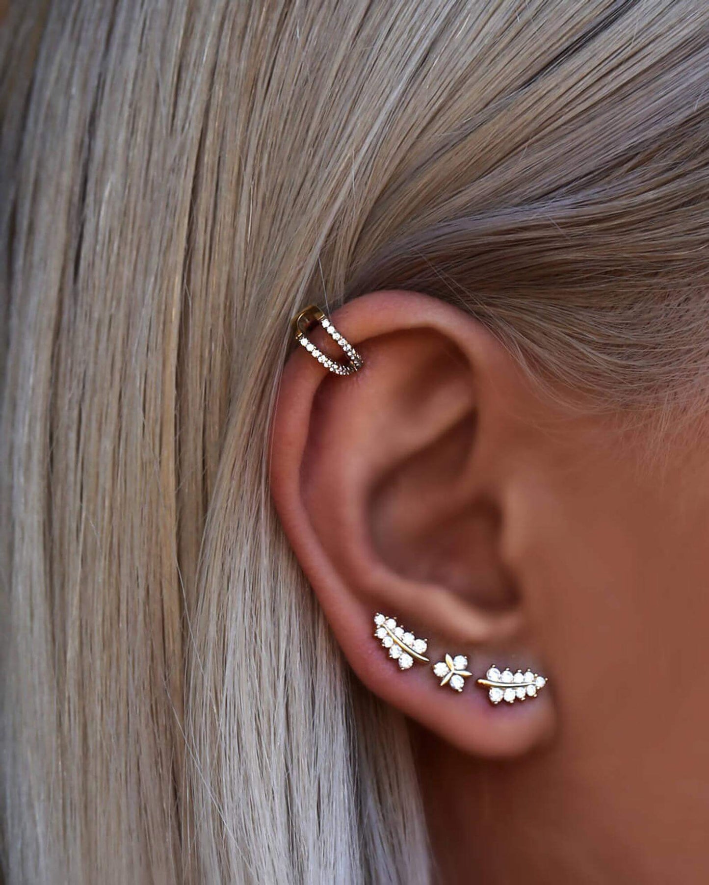 V Cartilage Earring, V silver ear cuff