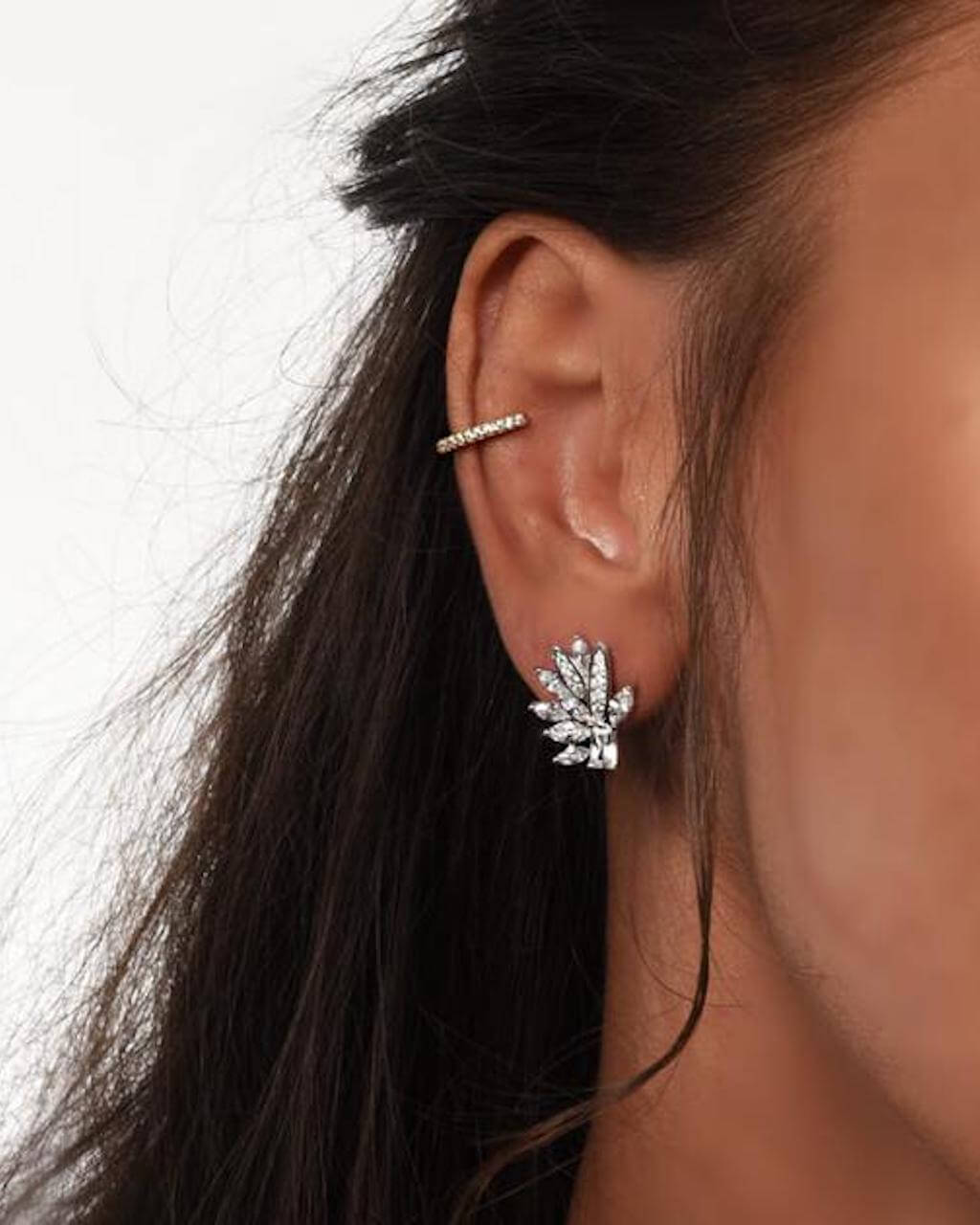 Ear cuff, Silver earrings, ear studs, wedding earrings, gift for her