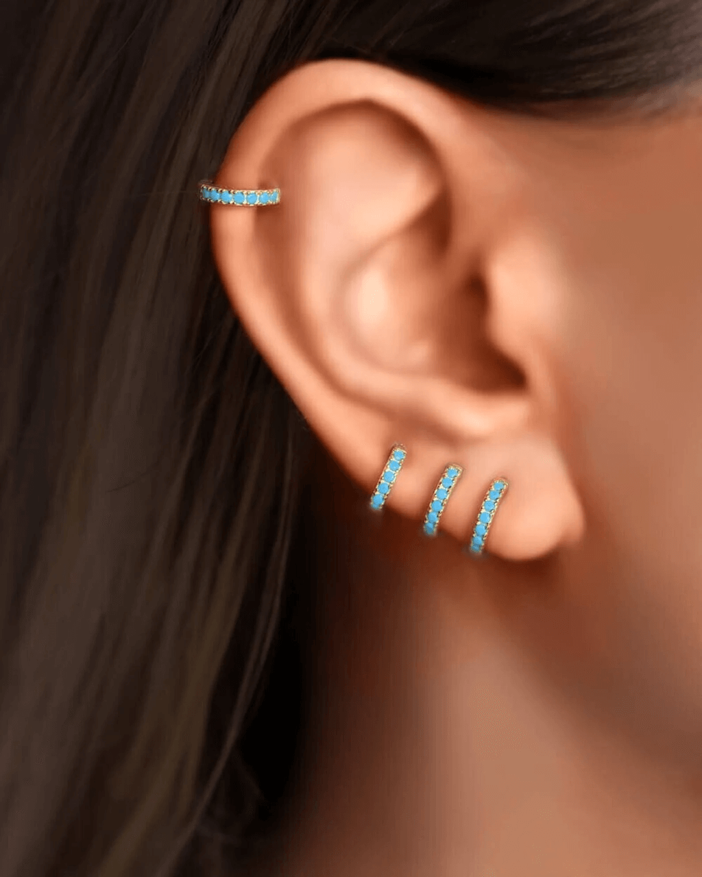 Mini hoops, Small hoops, turquoise jewelry