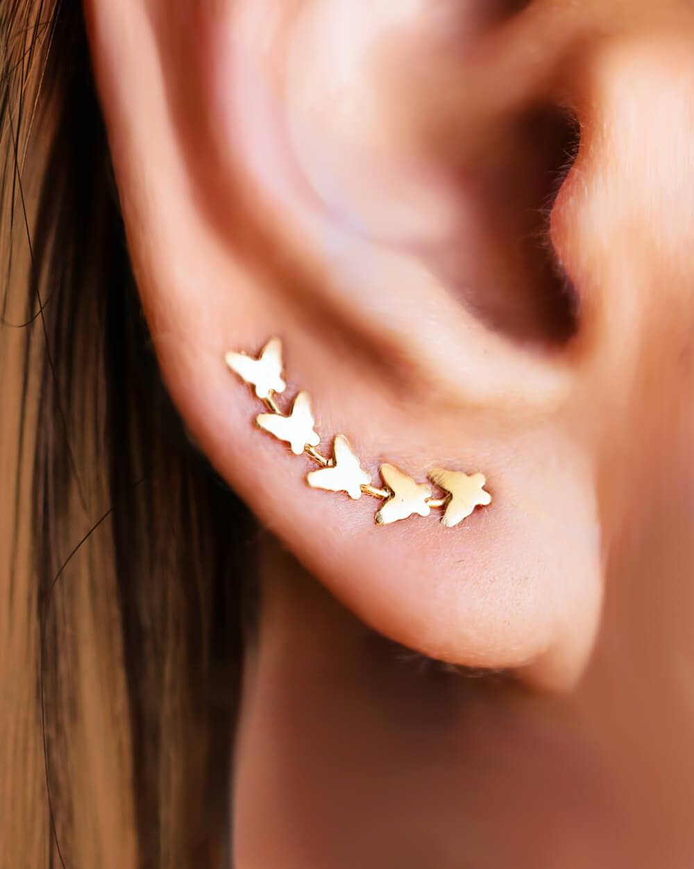 Gold Ear Crawler, Ear climber, Silver Ear Cuff,
