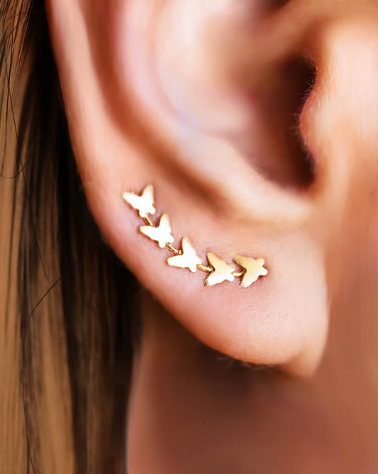 Gold Ear Crawler, Ear climber, Silver Ear Cuff,