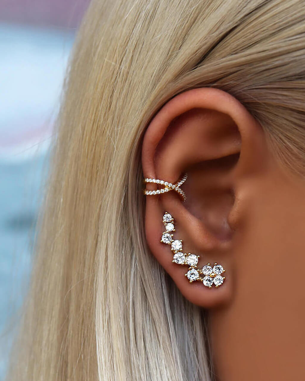 VERENDI , Ear cuff , orecchino senza buchi,  climber earrings