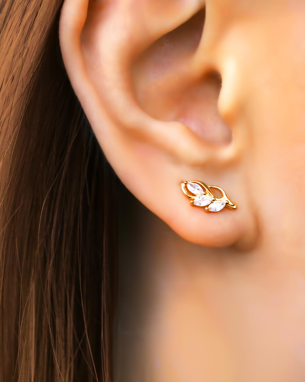 Tiny leaf stud earrings