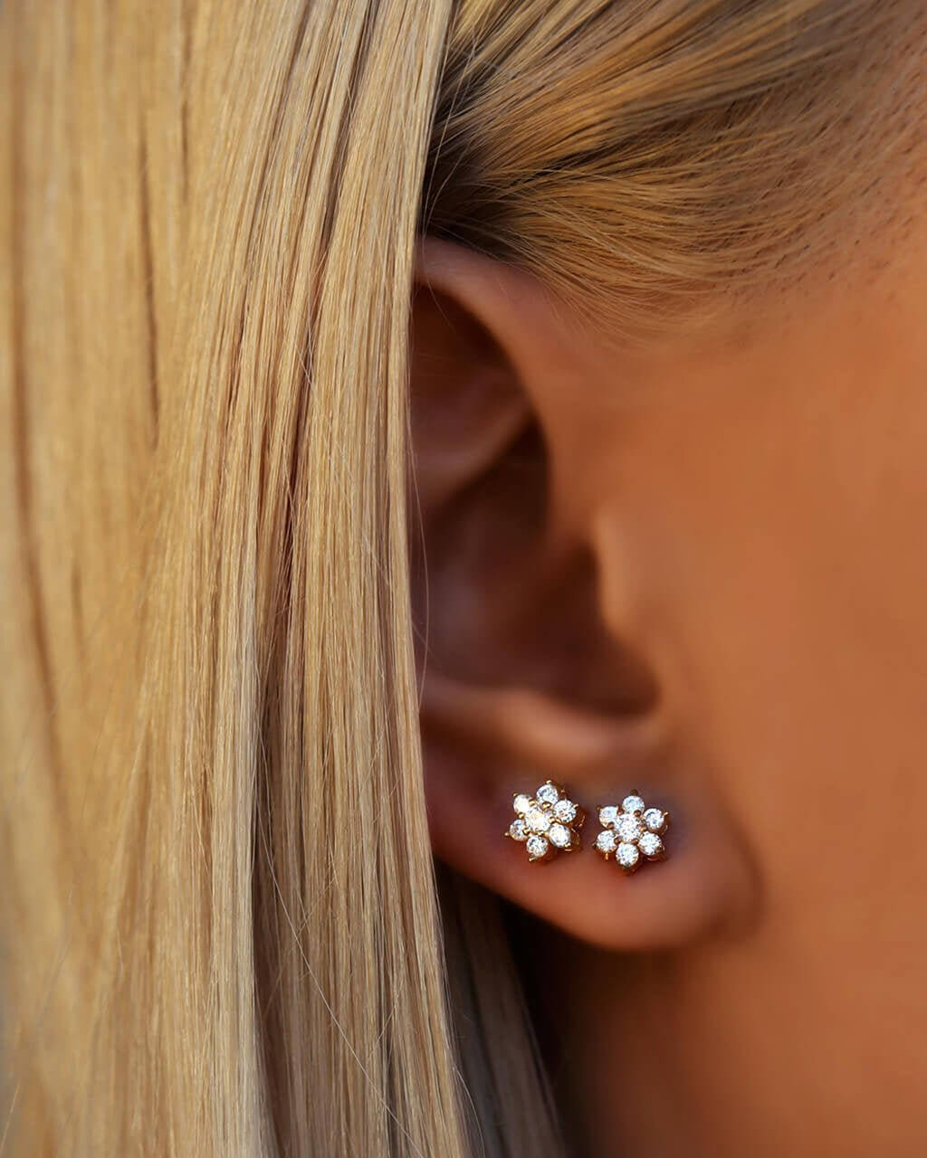 cz flower earrings