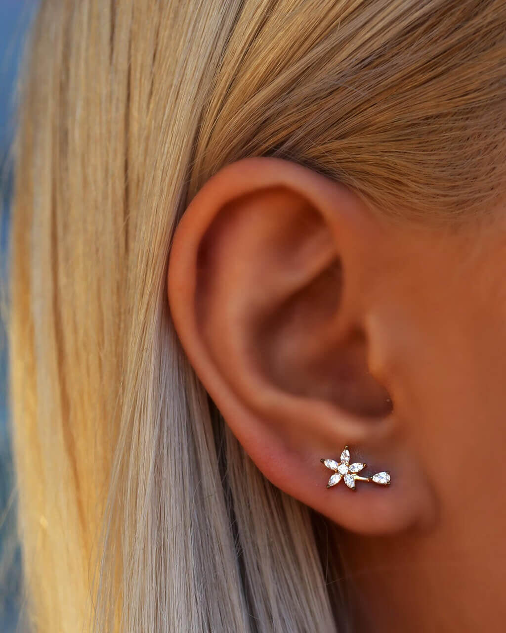 silver flower earrings