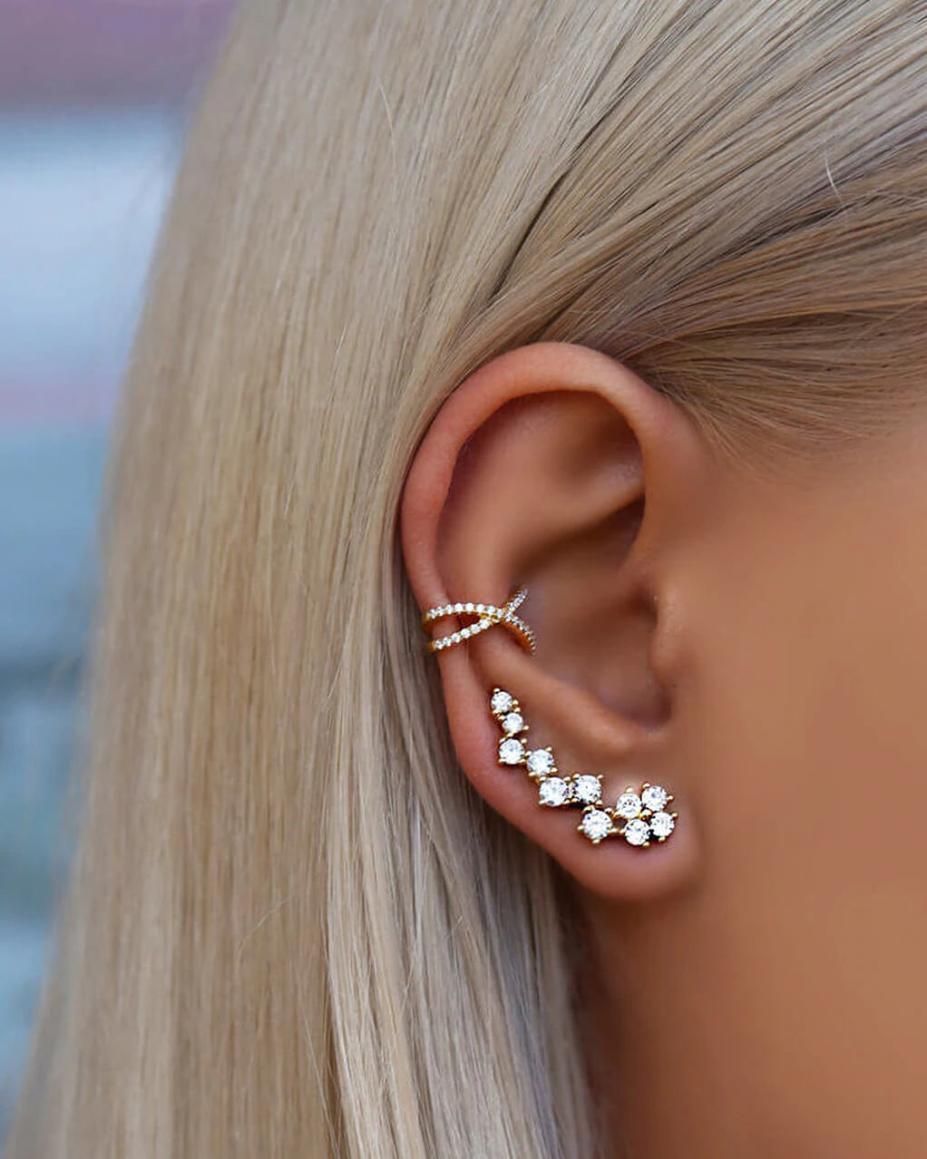Earcuff donna oro, Orecchini da Donna, orecchini rampicanti, ear climber, Ear cuff orecchini, Earcuff donna oro