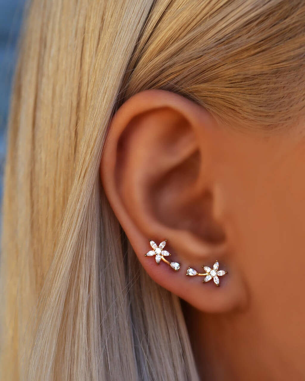 rose gold earrings flowers 