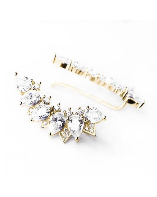 gold ear crawlers, statement earrings, ear climbers