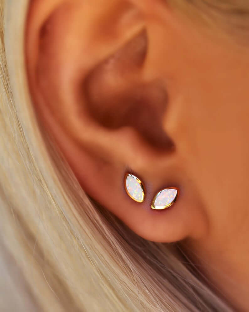 Opal Oval Ear Studs