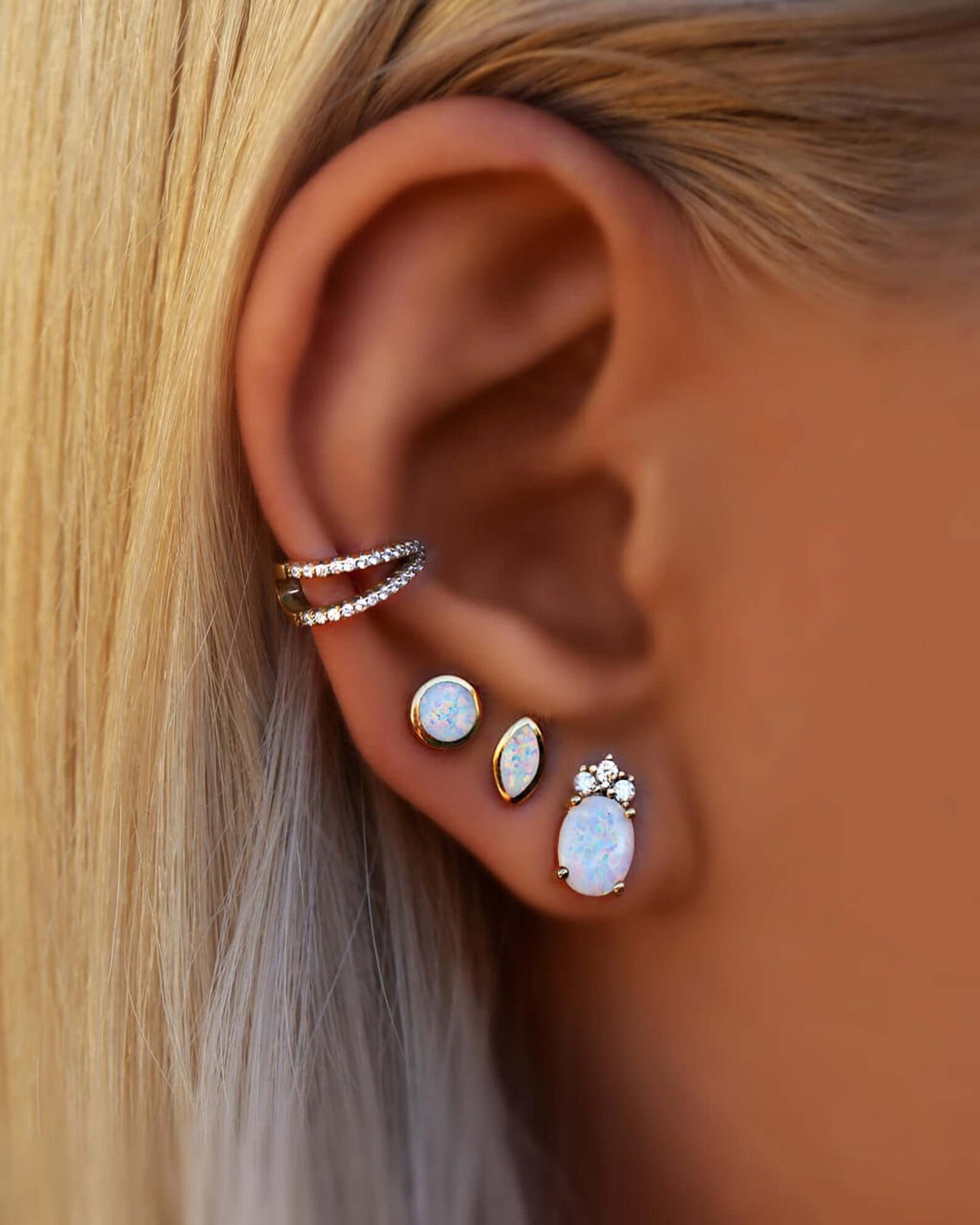Opal Oval Ear Studs
