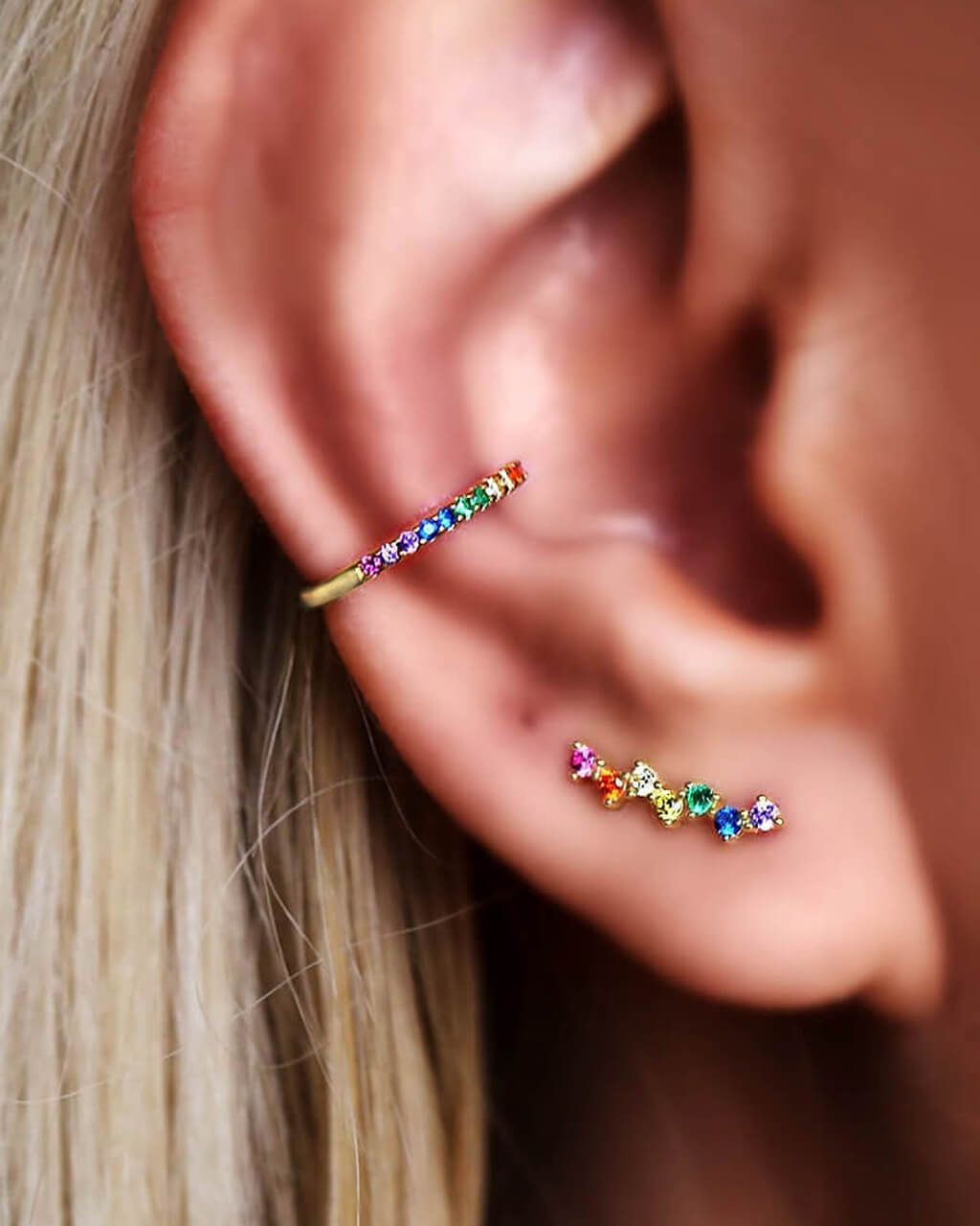 multicolor ear climbers