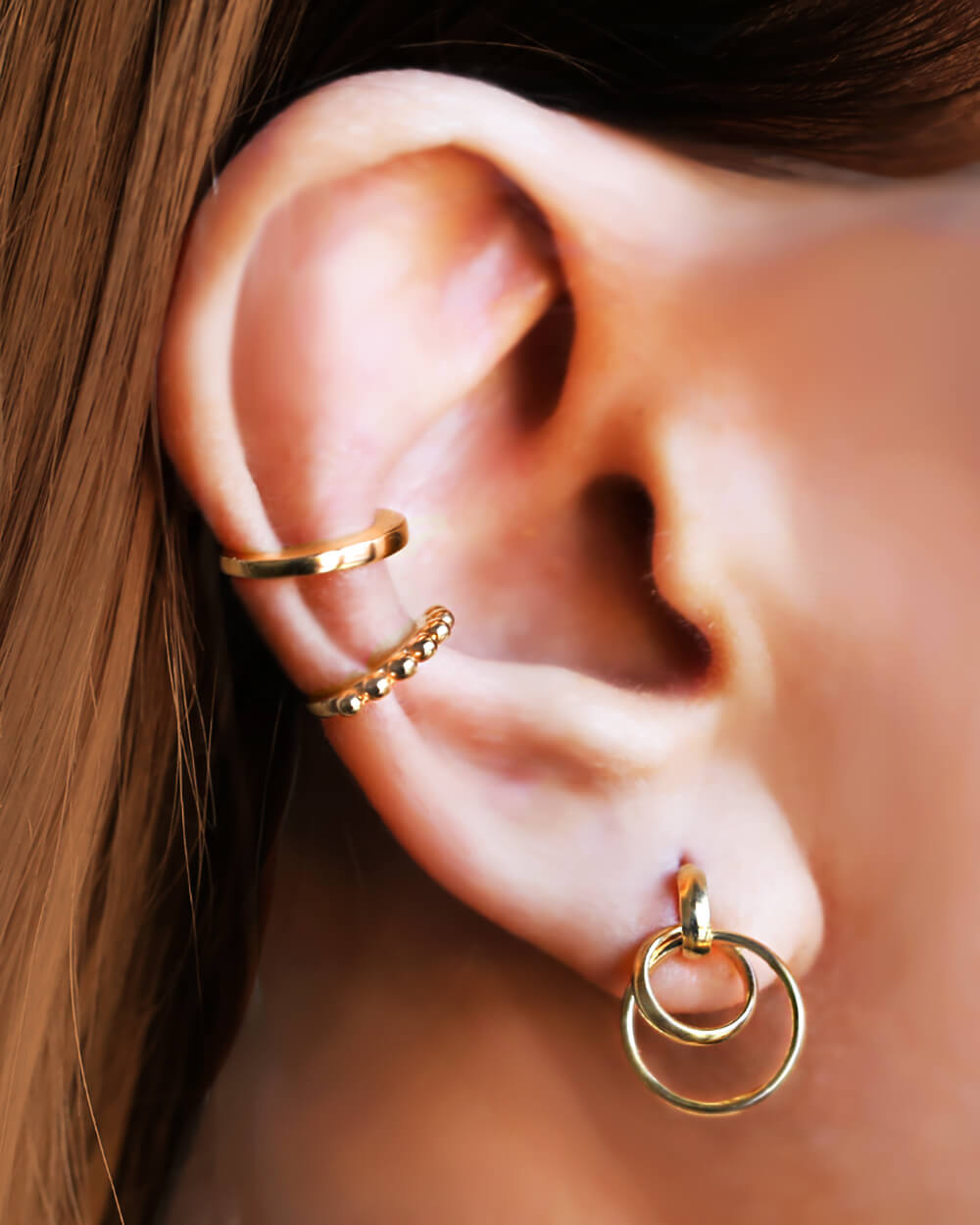 circle ear hoop stud, huggie hoops, minimalist earrings, Push-Back Earrings 