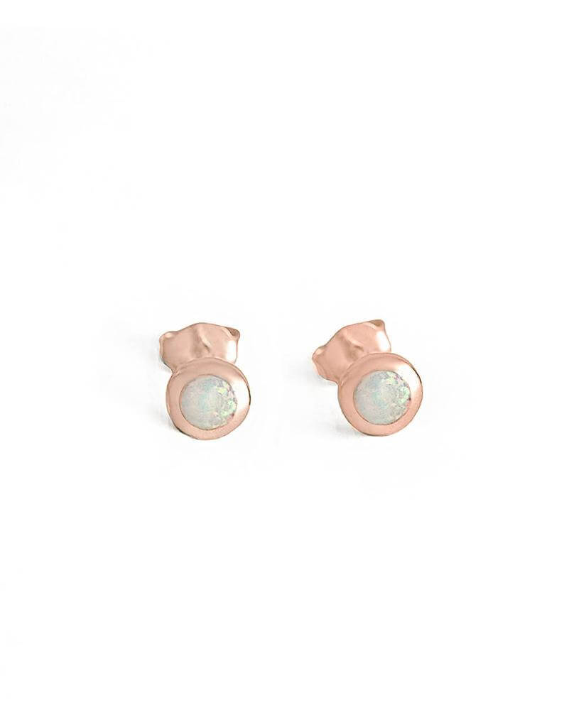 Round Opal Ear Studs