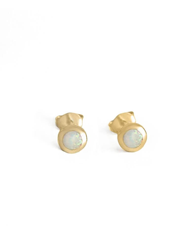Round Opal Ear Studs