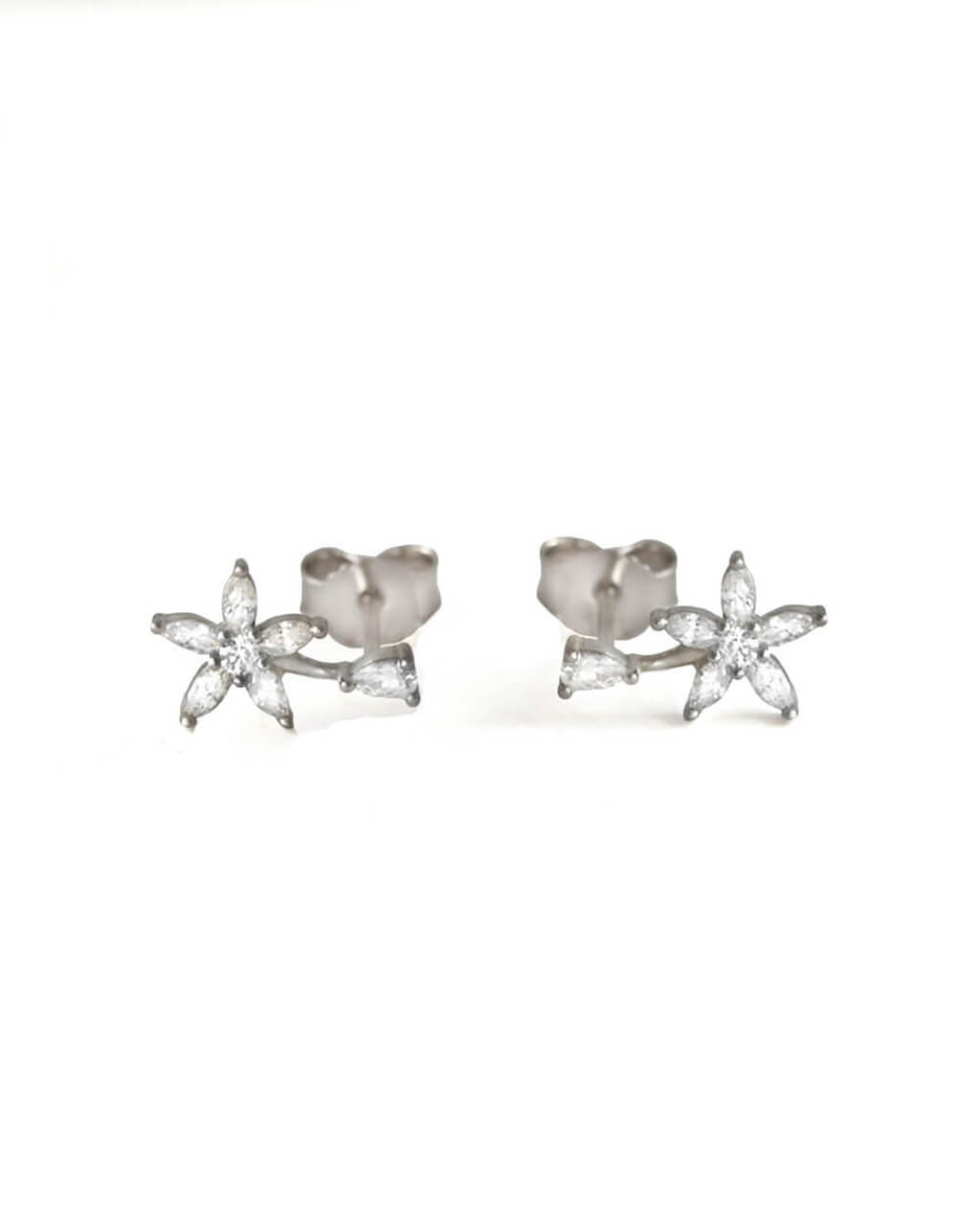 silver floral style earrings