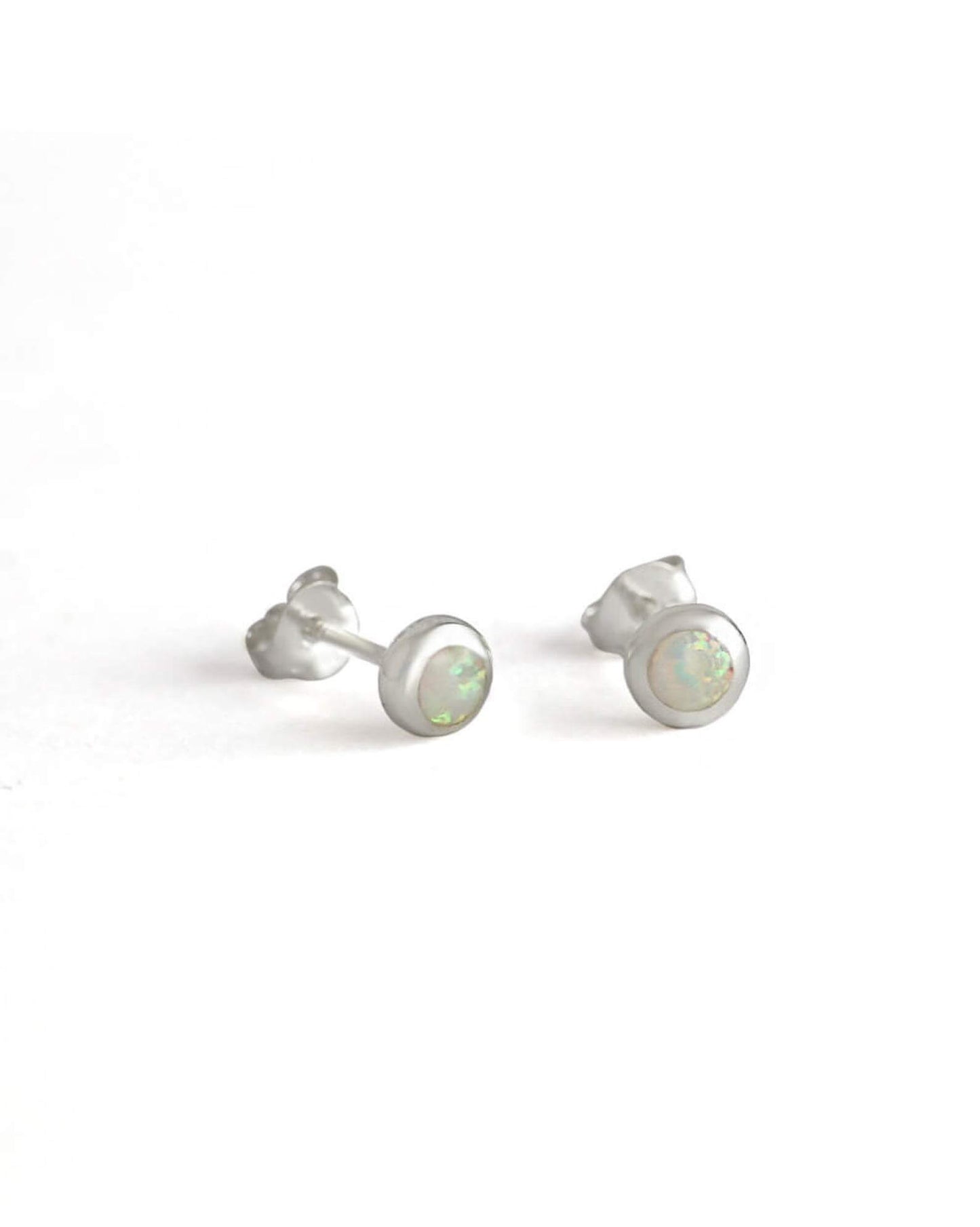 Round Opal Ear Studs