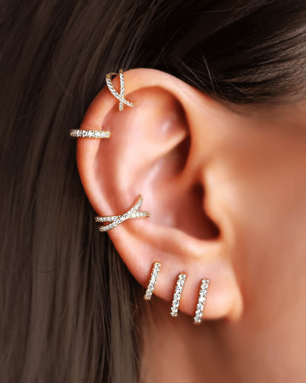 gold hoop earrings,  conch hoop, cartilage ring hoop 