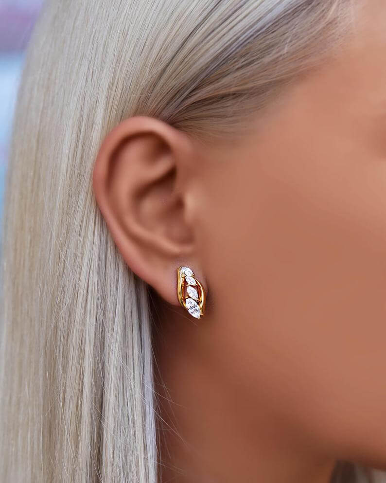 ear climber, gold ear climber earrings, VERENDI 